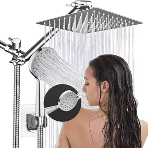 Modern American Shower System Set Rainfall Shower Head With Handheld Spray And Spray Gun Stainless Steel Copper Shower Combo For Bathroom Decor