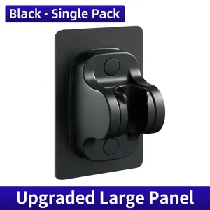 Detailed view of a black adhesive shower head holder featuring high load capacity design