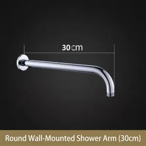 Vue détaillée d'un bras de douche mural en acier inoxydable avec indicateurs de mesure