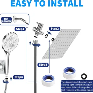 Detailed installation guide for stainless steel rain shower head and handheld sprayer set