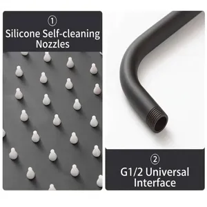 Stainless steel shower head featuring silicone nozzles and a G1/2 universal interface
