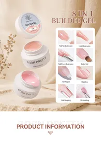 Vue détaillée du gel de construction 8-en-1 BORN PRETTY montrant huit utilisations.
