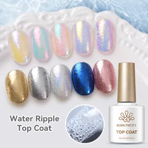 Détail macro de la texture du gel Water Ripple Top Coat avec le flacon BORN PRETTY