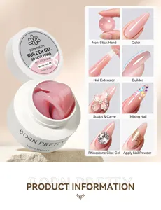 Guide d'utilisation du gel de construction non collant Born Pretty 15ml pour ongles.