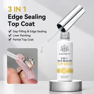 Detail showing BORN PRETTY 3-in-1 edge sealing top coat applied to a decorative nail