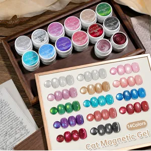 LILY'CUTE juego de 14 esmaltes de uñas en gel magnéticos con efecto de cristal