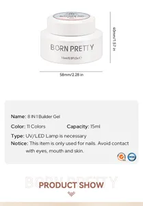 Spécifications détaillées du gel de construction 8-en-1 BORN PRETTY