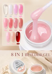 Vue macro détaillée du gel de construction rose 8-en-1 Born Pretty et 11 nuances