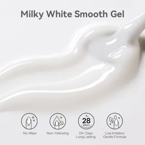 Macro detail of BORN PRETTY milky white smooth nail gel texture showing glossy finish