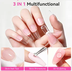 Colle à ongles solide 3-en-1 pour capsules, strass et modelage de détails en 3D