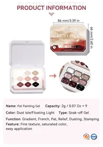 Detailed specifications and features of the BORN PRETTY 9-color solid Pat Painting Gel palette