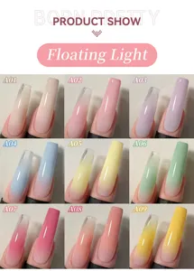 Born Pretty Floating Light series nail art gel showing 9 gradient color variants