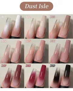 Professional 9-color gradient nail art gel swatches from the Dust Isle collection