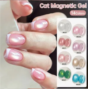 Muestras de color de esmalte de gel magnético ojo de gato con efecto de brillo magnético