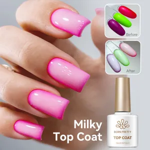 Vernis à ongles top coat blanc laiteux BORN PRETTY 10ml effet dégradé sur les ongles