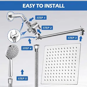 Multi-functional stainless steel dual shower head set with rain shower and sprayer