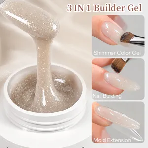 BORN PRETTY 3 En 1 Gel de Construcción Nude Brillante Gel de Extensión para Construir Reforzar Colorear UV LED Manicura