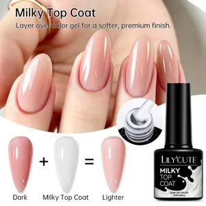 Vernis de finition laiteux LILY'CUTE pour un résultat blanc translucide doux et élégant.