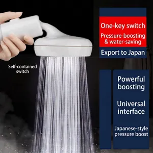 Universal high-pressure handheld shower head with water-saving filter and stop switch