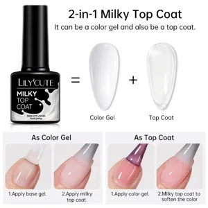 Guide d'application étape par étape pour le vernis gel LILY'CUTE 2-en-1 milky top coat