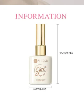 Dimensions détaillées du flacon de vernis gel UR SUGAR 15ml avec emballage blanc