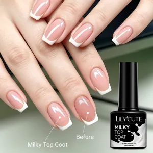 Vernis gel LILY'CUTE Milky Top Coat 7ml pour un effet de manucure française très élégant