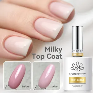 BORN PRETTY Milky Top Coat No Wipe Non Yellowing Gel Polish For Nail Art Soft Focus Color UV LED Soak Off Gel