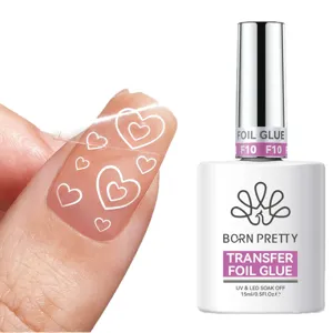 BORN PRETTY 15ml nageltransferfolielijm met demonstratie van hartjespatroonfolie
