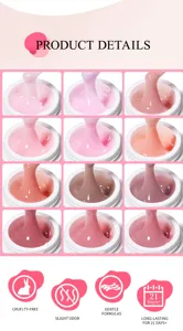 Close-up view of 12 shades of UR SUGAR nail extension gel showing texture and colors.