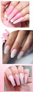 Detail view of pink and white ombre nail art styles using 15ml crystal extension gel