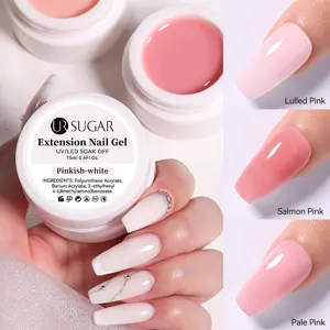 UR SUGAR 15ml pink extension nail gel kit with UV LED soak off formula for manicures