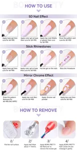 Guía paso a paso para la aplicación y eliminación del gel de uñas 5D BORN PRETTY.
