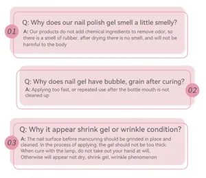 Informative FAQ guide explaining common nail polish gel application and curing issues