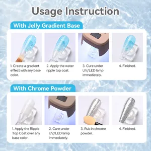 Tutoriel pour vernis gel effet ondulation avec dégradé et poudre de chrome.