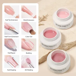 BORN PRETTY Gel d'Extension d'Ongles 8-en-1 15ml Rose Laiteux Blanc Builder Gel Pour Extension Rapide Renforcement Façonnage Gel Ongles
