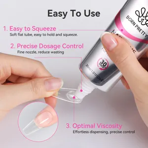 Tube de colle à ongles BORN PRETTY 30ml pour une application précise et stylisme 3-en-1