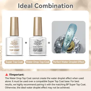 Πλήρης οδηγός χρήσης top coat BORN PRETTY για εφέ σταγόνας νερού 3D σε μπλε νύχι