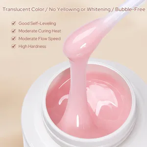 Gel d'extension d'ongles rose translucide 8-en-1 avec texture autonivelante sans bulles