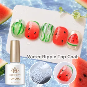 BORN PRETTY Ensemble Top Coat Nail Art Ondulation de l'Eau 10ml Gel Fonctionnel Sans Essuyage Effet 3D Été Transparent Vernis Gel UV LED