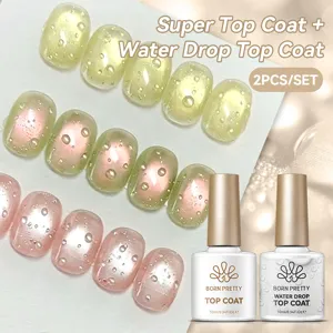 Σετ BORN PRETTY 2 τεμαχίων τζελ νυχιών με top coat και εφέ σταγόνας νερού 3D