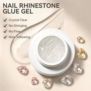 Kristalheldere nagelstrass lijm gel in potje van 5 ml met decoratieve druppelstenen