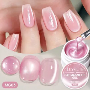 Gel de uñas magnético ojo de gato rosa con efecto cristal para manicuras profesionales