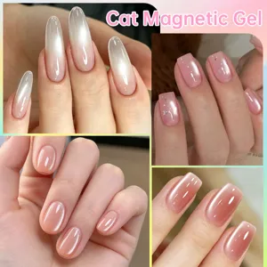 Gel de uñas ojo de gato con acabado translúcido de cuentas de vidrio para manicura