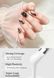 Detailed view of white 3D embossing nail gel texture with elegant floral nail art