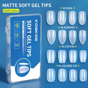 KOSKOE Matte Soft Gel False Nail Tips Ultra Thin Trace-free Full Cover Nail Extension Tips Multiple Sizes Oval Almond Coffin Square Round Nail Art Tools