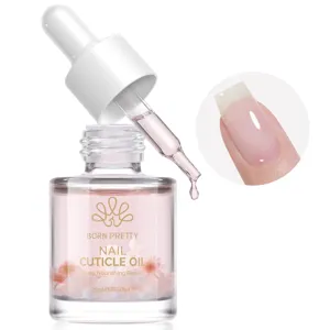 Macro view of BORN PRETTY Nail Cuticle Oil with dried flowers and dropper detail