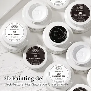 BORN PRETTY 3D painting gel set in black and white with high saturation thick texture