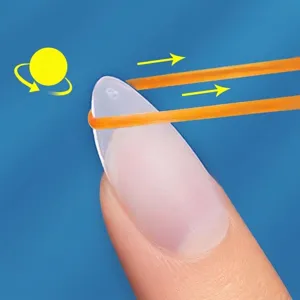 Close-up detail showing professional nail tip durability under pulling and twisting test.