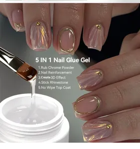 Professional 5-in-1 multifunctional nail glue gel for 3D shell art and chrome powder reinforcement