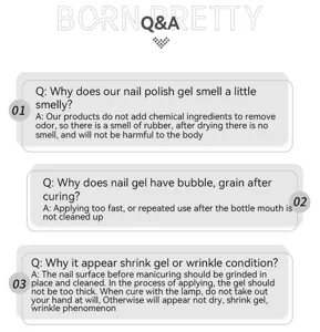 BORN PRETTY nail gel usage Q&A guide explaining product smell and gel application tips